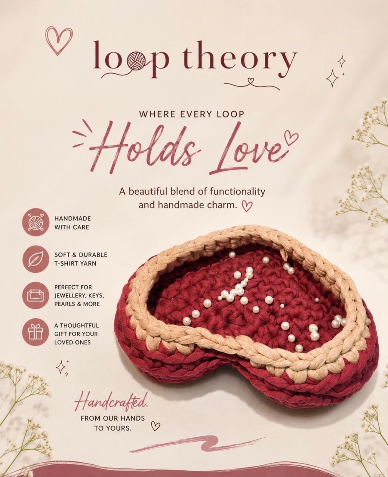 Handmade crochet baskets & organiser — Cute Heart-shaped trays